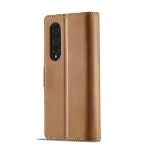 IMEEKE Peňaženkový kryt Samsung Galaxy Z Fold4 5G svetlohnedý