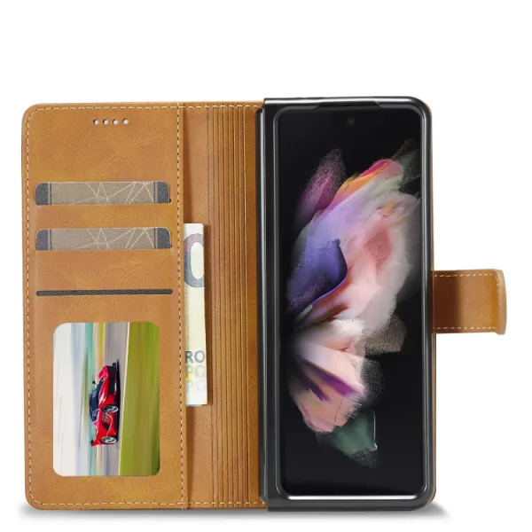 IMEEKE Peňaženkový kryt Samsung Galaxy Z Fold4 5G svetlohnedý