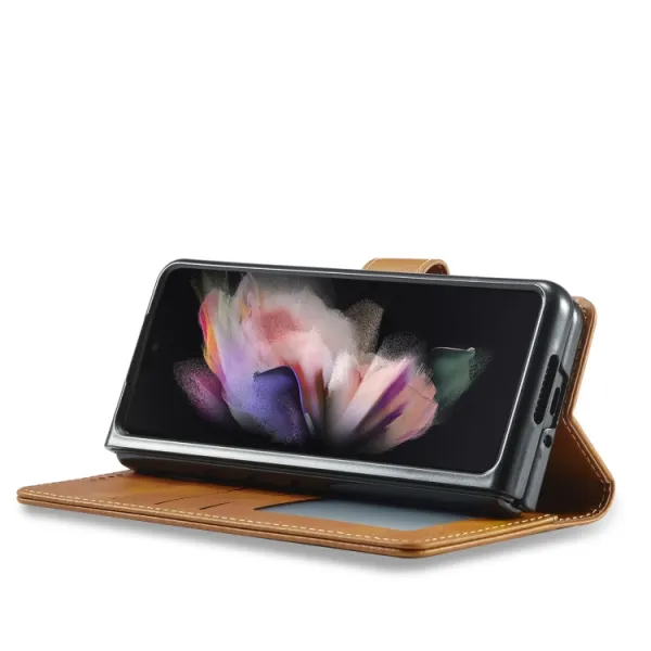 IMEEKE Peňaženkový kryt Samsung Galaxy Z Fold4 5G svetlohnedý