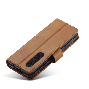 IMEEKE Peňaženkový kryt Samsung Galaxy Z Fold4 5G svetlohnedý