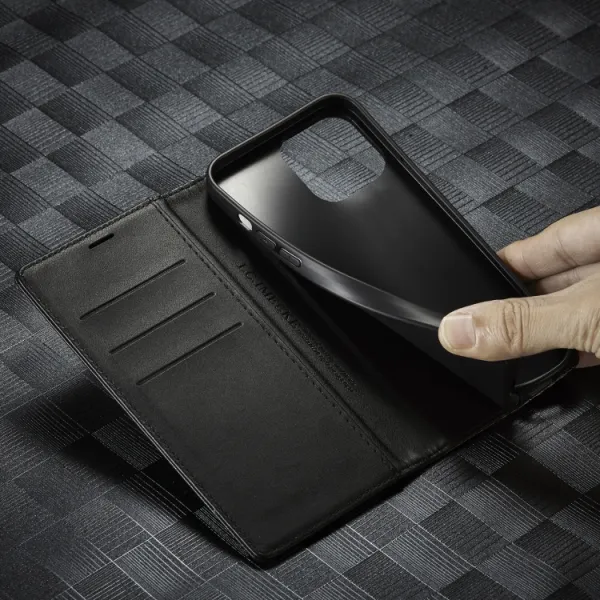 IMEEKE CARBON Peňaženkový kryt Apple iPhone 14 Pro čierny