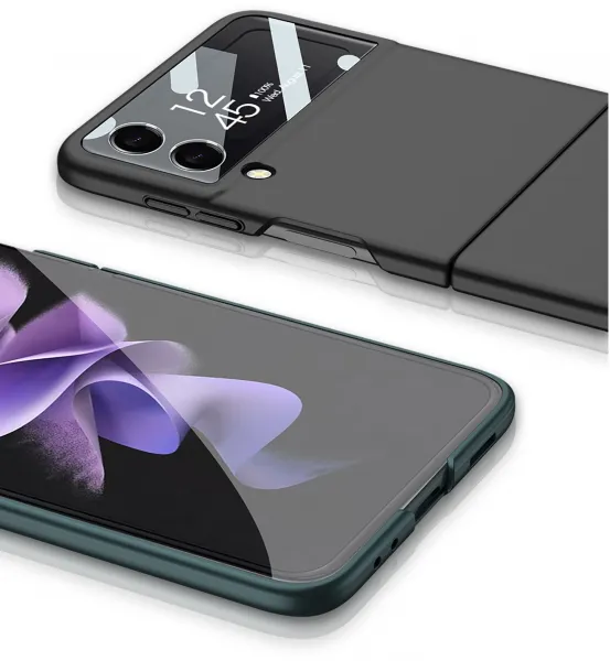 GKK Plastový kryt so sklom pre vonkajší displej Samsung Galaxy Z Flip4 5G čierny