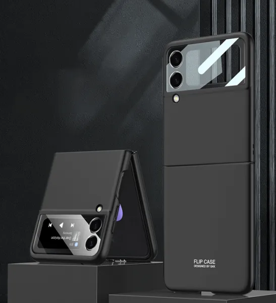 GKK Plastový kryt so sklom pre vonkajší displej Samsung Galaxy Z Flip4 5G čierny