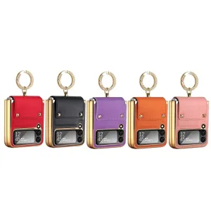 LEATHER Kryt s držiakom Samsung Galaxy Z Flip4 5G ružový