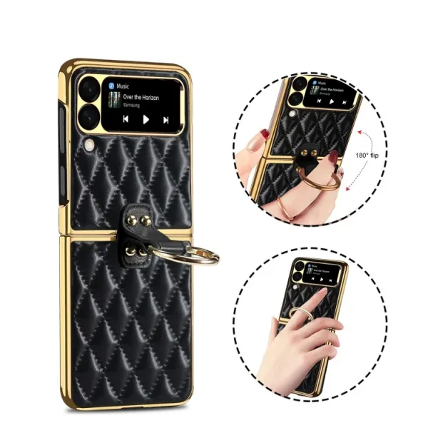 LATTICE RING Ochranný obal s držiakom Samsung Galaxy Z Flip4 5G čierny