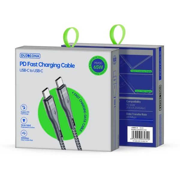 DUZZONA 60W Kábel USB Typ-C - USB Typ-C 1m šedý