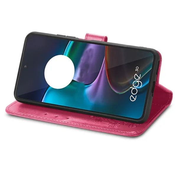 ART Peňaženkový kryt Motorola Edge 30 FLOWERS tmavoružový