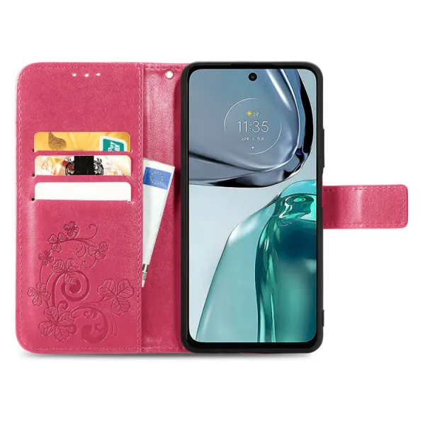 ART Peňaženkový kryt Motorola Moto G62 5G FLOWERS tmavoružový