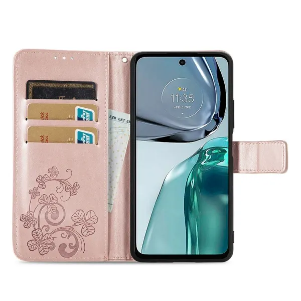 ART Peňaženkový kryt Motorola Moto G52 FLOWERS svetloružový