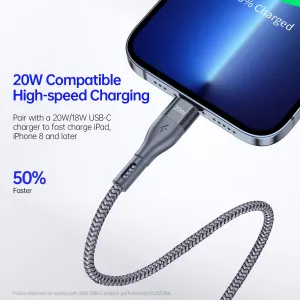 DUZZONA 20W Kábel USB Typ-C - Lightning 1m šedý
