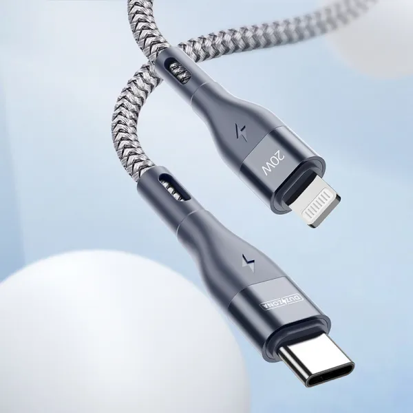 DUZZONA 20W Kábel USB Typ-C - Lightning 1m šedý