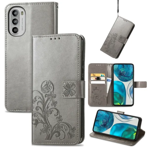 ART Peňaženkový kryt Motorola Moto G42 FLOWERS šedý