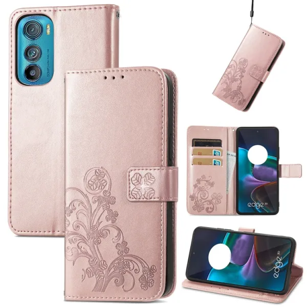 ART Peňaženkový kryt Motorola Edge 30 FLOWERS svetloružový