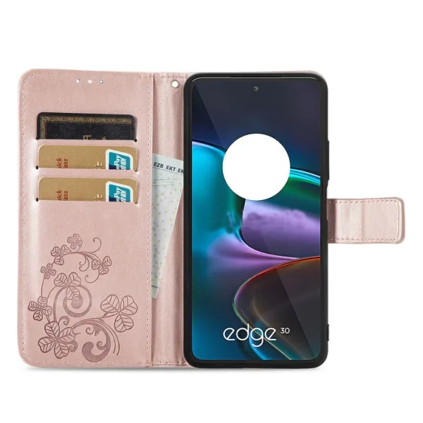 ART Peňaženkový kryt Motorola Edge 30 FLOWERS svetloružový