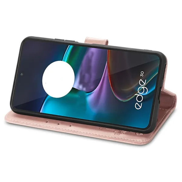 ART Peňaženkový kryt Motorola Edge 30 FLOWERS svetloružový