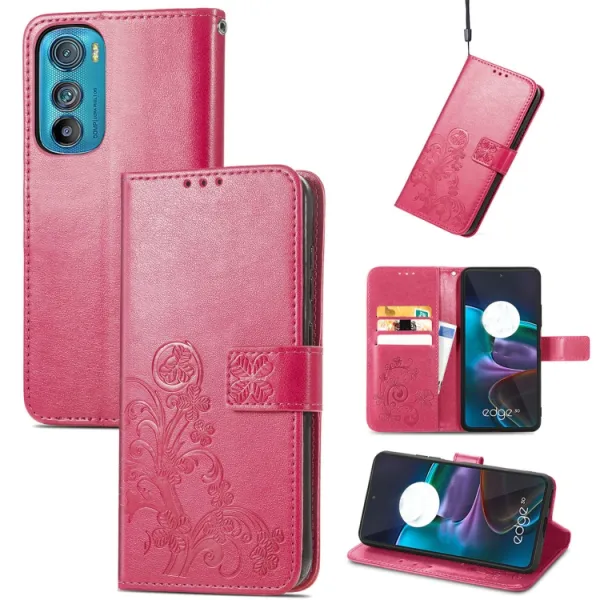 ART Peňaženkový kryt Motorola Edge 30 FLOWERS tmavoružový