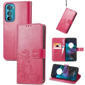 ART Peňaženkový kryt Motorola Edge 30 FLOWERS tmavoružový
