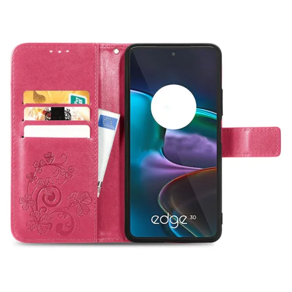 ART Peňaženkový kryt Motorola Edge 30 FLOWERS tmavoružový