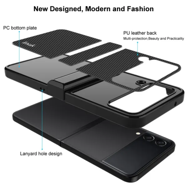 IMAK CARBON Ochranný obal pre Samsung Galaxy Z Flip4 5G čierny