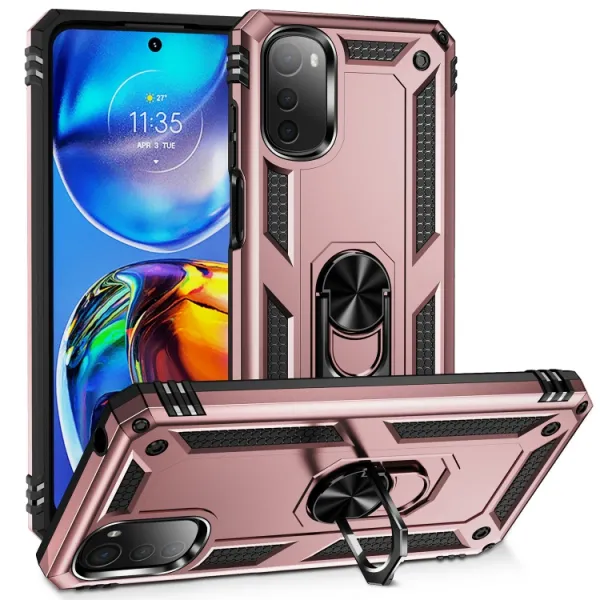 RING Obal s držiakom pre Motorola Moto E32 / E32s ružovozlatý