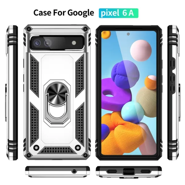 RING Obal s držiakom pre Google Pixel 6a strieborný