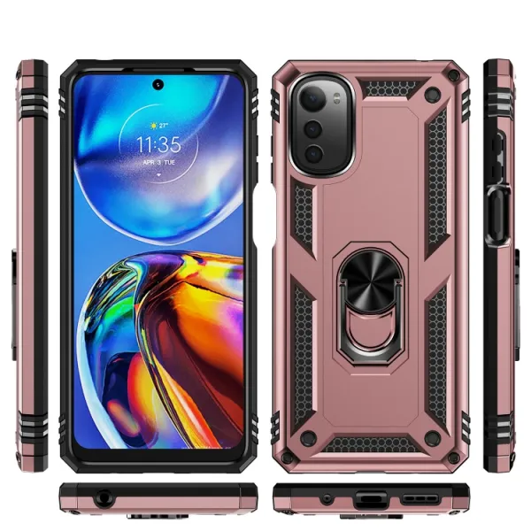 RING Obal s držiakom pre Motorola Moto E32 / E32s ružovozlatý