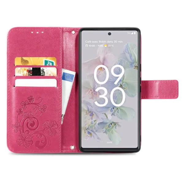 ART Peňaženkový kryt Google Pixel 6a FLOWERS tmavoružový