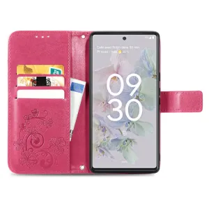 ART Peňaženkový kryt Google Pixel 6a FLOWERS tmavoružový