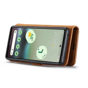 DG.MING Peňaženkový obal 2v1 Google Pixel 6a hnedý