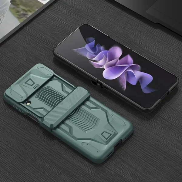 GKK CAMSHIELD Ochranný kryt pre Samsung Galaxy Z Flip4 5G strieborný