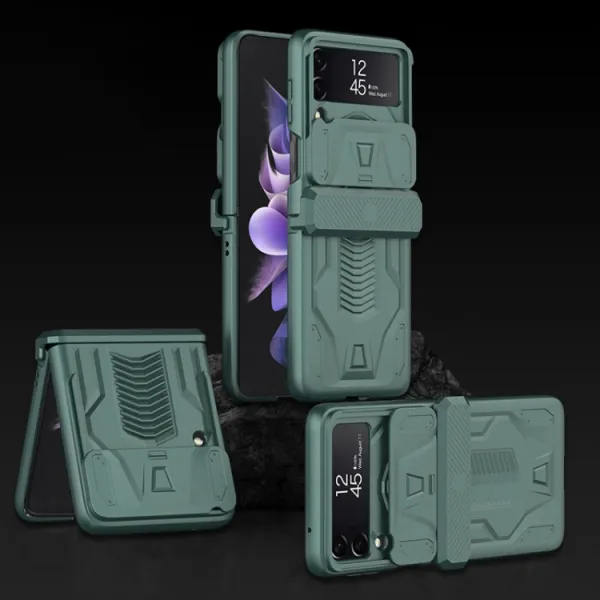 GKK CAMSHIELD Ochranný kryt pre Samsung Galaxy Z Flip4 5G zelený