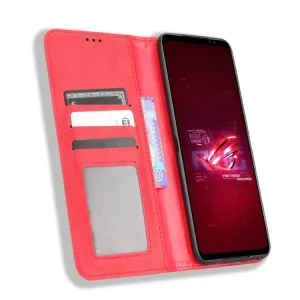 BUSINESS Peňaženkový kryt pre Asus ROG Phone 6 / ROG Phone 6 Pro červený