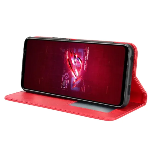 BUSINESS Peňaženkový kryt pre Asus ROG Phone 6 / ROG Phone 6 Pro červený