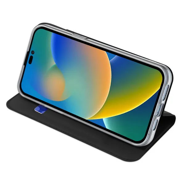 Dux Ducis Skin Pro knižkové kožené puzdro na iPhone 14 Pro Max, čierne