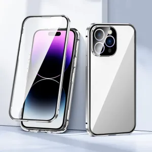 Magnetický kryt 360 pre Apple iPhone 14 Pro strieborný