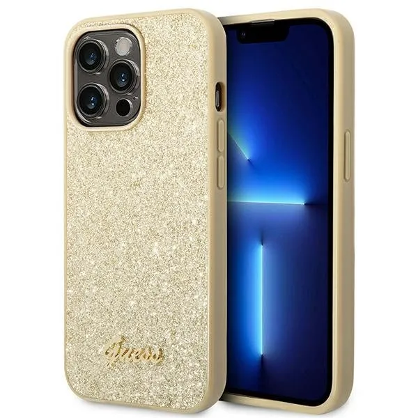GUESS GLITTER Ochranný kryt Apple iPhone 14 Pro Max zlatý