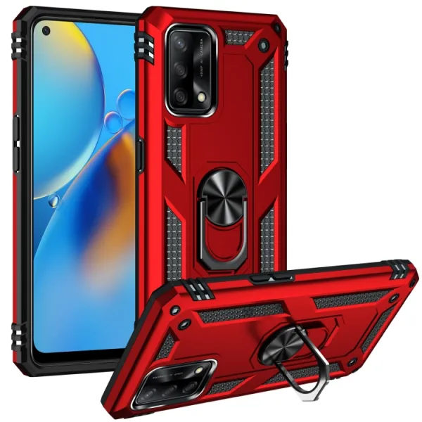 RING Obal s držiakom pre Oppo A74 červený