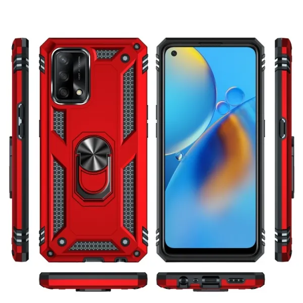 RING Obal s držiakom pre Oppo A74 červený
