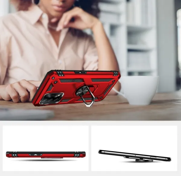 RING Obal s držiakom pre Oppo A74 červený