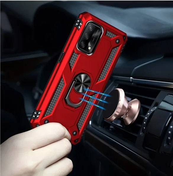 RING Obal s držiakom pre Oppo A74 červený