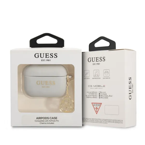 GUESS 4G Silikónové puzdro pre Apple AirPods Pro šedé