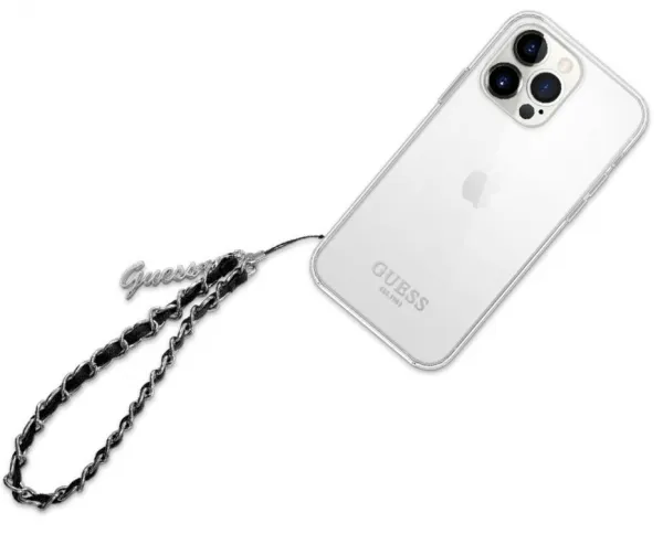 GUESS CHAIN Prívesok na mobil čierny
