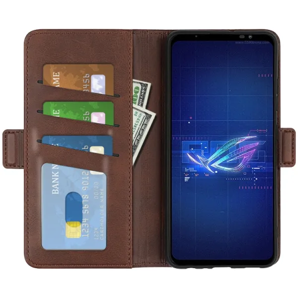 SIDE Peňaženkové puzdro pre Asus Rog Phone 6 tmavohnedé