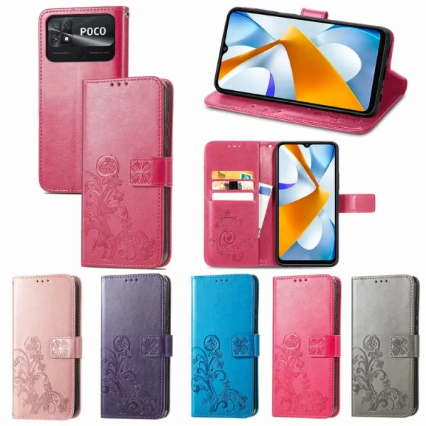 ART FLOWERS Peňaženkový kryt Xiaomi Poco C40 modrý