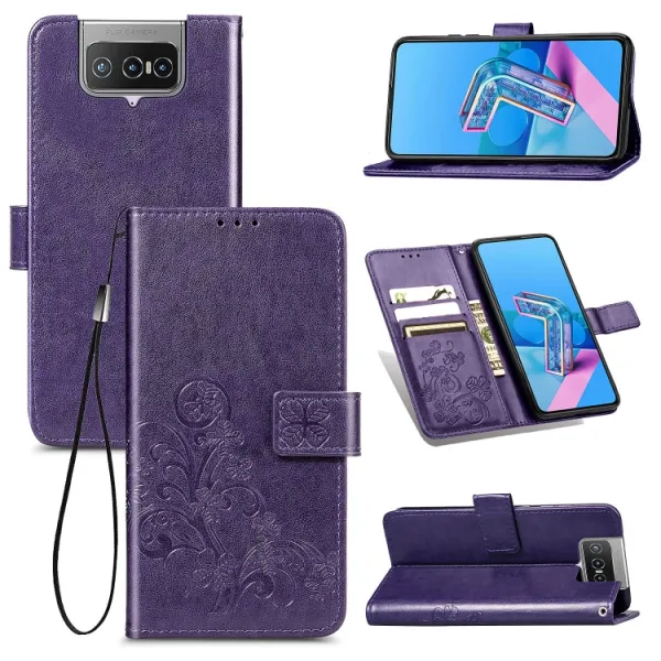 ART FLOWERS Peňaženkový kryt Asus Zenfone 7 (ZS670KS) / Zenfone 7 Pro (ZS671KS) fialový