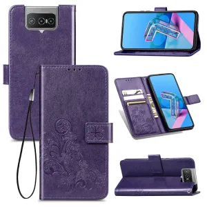 ART FLOWERS Peňaženkový kryt Asus Zenfone 7 (ZS670KS) / Zenfone 7 Pro (ZS671KS) fialový