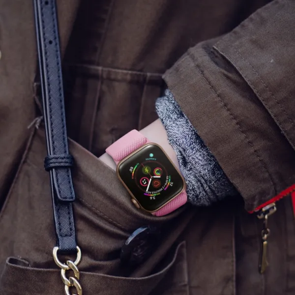 NYLON Remienok pre Apple Watch Ultra 1 / 2 / 3 (49mm) / 9 / 8 / 7 (45mm) ružový