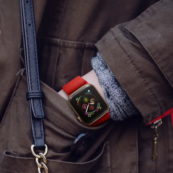 NYLON Remienok pre Apple Watch Ultra 1 / 2 / 3 (49mm) / 9 / 8 / 7 (45mm) červený