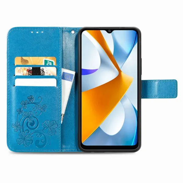 ART FLOWERS Peňaženkový kryt Xiaomi Poco C40 modrý