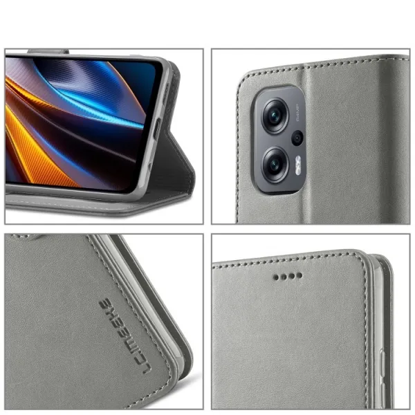 IMEEKE Peňaženkový kryt Xiaomi Poco M5 šedý